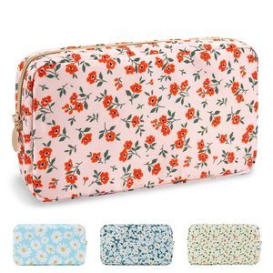 Waterproof Small Floral Makeup Bag Pouch For Purse,nylon Flower Cosmetic Bag🙂